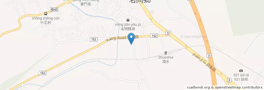 Mapa de ubicacion de 妙菩提素食餐館 en 타이완, 타이완성, 난터우현, 밍젠향.