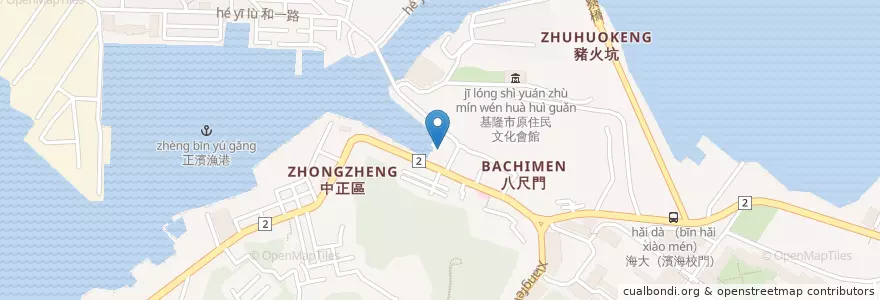 Mapa de ubicacion de 手工炭烤吉古拉 en Taiwan, Taiwan Province, Keelung, Zhongzheng.