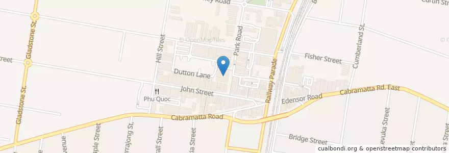 Mapa de ubicacion de International Food Court en Australië, Nieuw-Zuid-Wales, Sydney, Fairfield City Council.