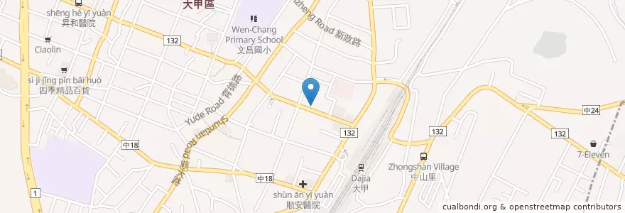 Mapa de ubicacion de 盈盈藥局 en Taiwan, 臺中市, 大甲區.