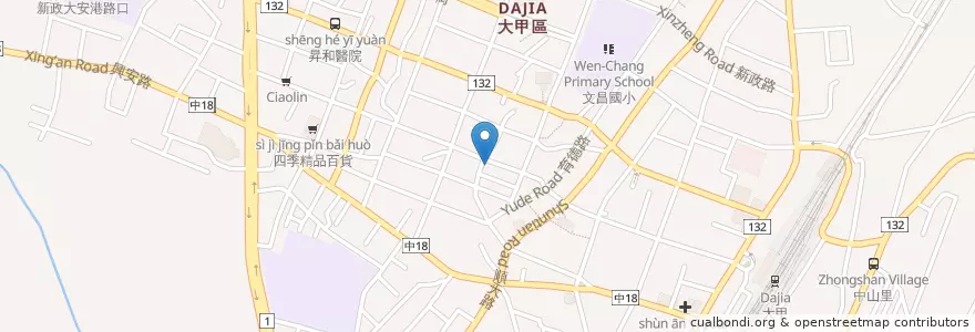 Mapa de ubicacion de 東港肉丸 en Taiwan, Taichung, Dajia District.