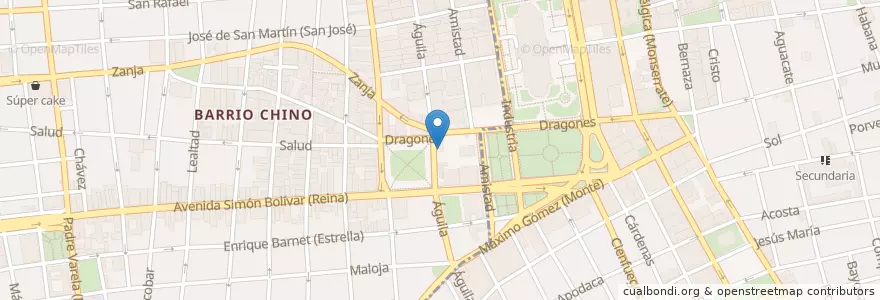 Mapa de ubicacion de 모네다 음료(Batido),빵 en 쿠바, La Habana, La Habana Vieja, Centro Habana.