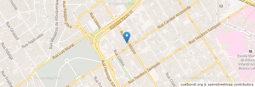 Mapa de ubicacion de Ponto de Táxi João Moura en 巴西, 东南部, 圣保罗, Região Geográfica Intermediária De São Paulo, Região Metropolitana De São Paulo, Região Imediata De São Paulo, 聖保羅.