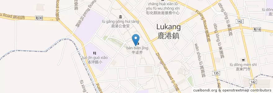Mapa de ubicacion de 阿公彈珠台、香腸 en Tayvan, 臺灣省, Changhua, 鹿港鎮.