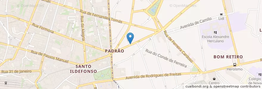 Mapa de ubicacion de Ruial Francesinhas en Portekiz, Norte, Área Metropolitana Do Porto, Porto, Porto, Bonfim.