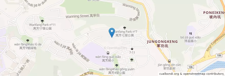 Mapa de ubicacion de 萬芳浸信會 en تايوان, تايبيه الجديدة, تايبيه, 文山區.