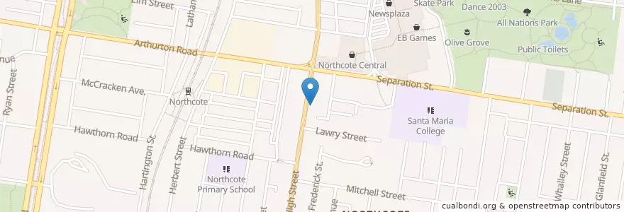 Mapa de ubicacion de Asprodontics en Australië, Victoria, City Of Darebin.