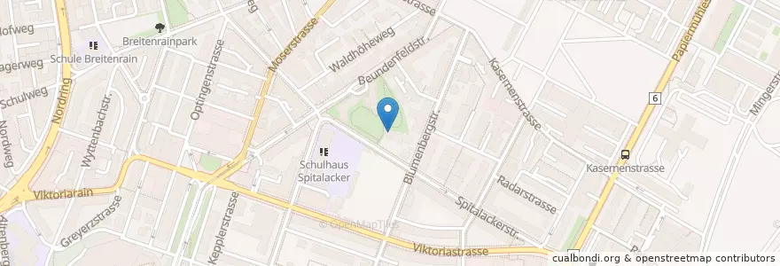 Mapa de ubicacion de Kindergarten Spitalacker 1 en スイス, ベルン, Verwaltungsregion Bern-Mittelland, Verwaltungskreis Bern-Mittelland, Bern.