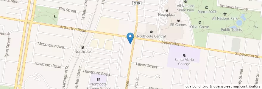 Mapa de ubicacion de Cassell Bella's Bakery Cafe en Avustralya, Victoria, City Of Darebin.