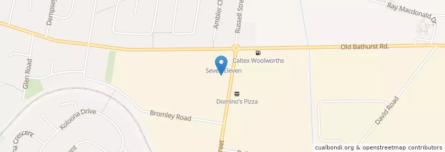 Mapa de ubicacion de Russel Street Lunch Stop en Austrália, Nova Gales Do Sul, Sydney, Penrith City Council.