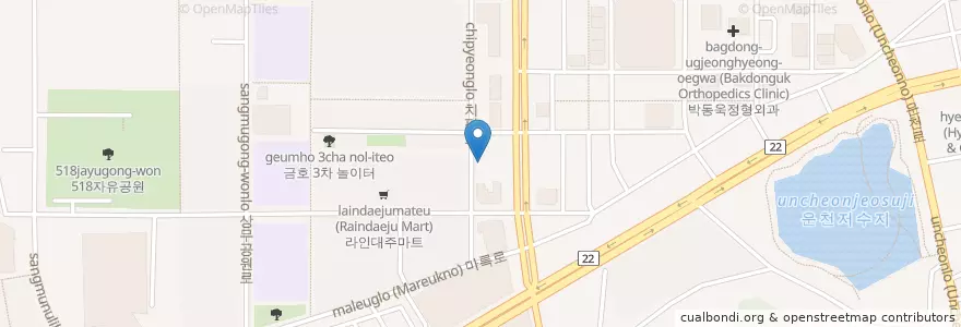 Mapa de ubicacion de 고봉민 김밥 en Südkorea, Jeollanam-Do, Gwangju, 서구.