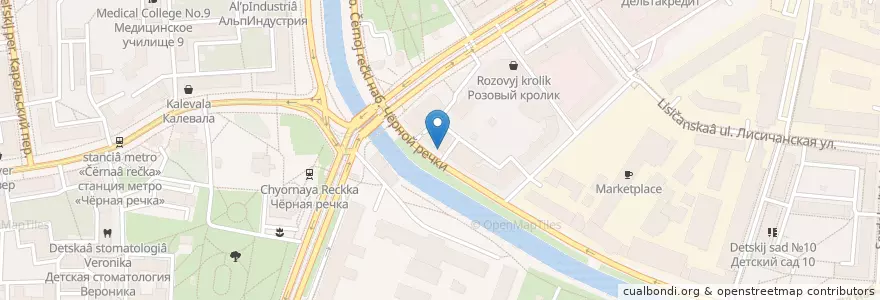 Mapa de ubicacion de ДоДо пицца en Russland, Föderationskreis Nordwest, Oblast Leningrad, Sankt Petersburg, Приморский Район, Округ Чёрная Речка.