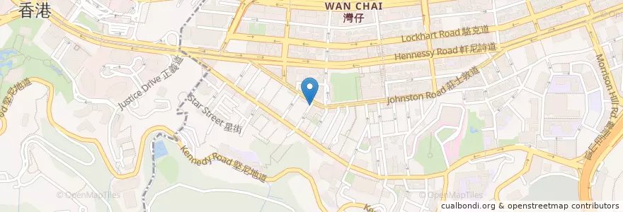 Mapa de ubicacion de Five Guys en 中国, 広東省, 香港, 香港島, 新界, 灣仔區 Wan Chai District.