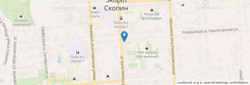 Mapa de ubicacion de Столовая №7 en Rússia, Distrito Federal Central, Рязанская Область, Городской Округ Скопин, Скопинский Район.