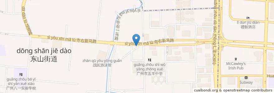 Mapa de ubicacion de 旺角港厨 en الصين, غوانغدونغ, 广州市, 越秀区, 东山街道.