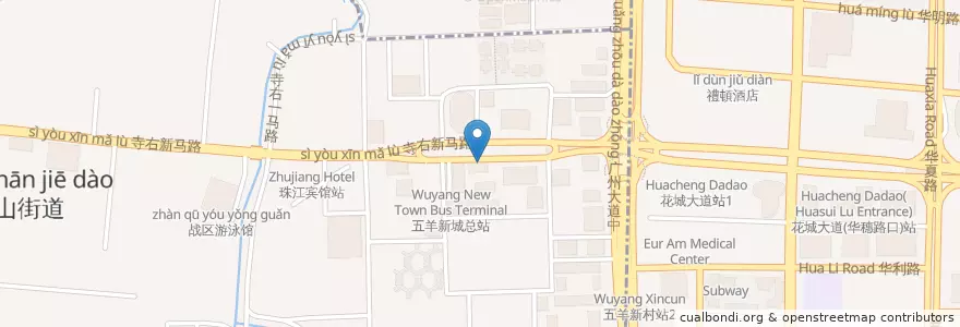 Mapa de ubicacion de 幸子料理 en الصين, غوانغدونغ, 广州市, 越秀区, 东山街道.