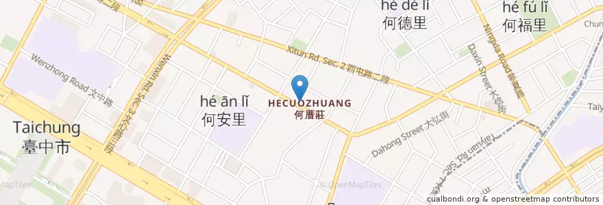 Mapa de ubicacion de 巷口宵夜 en تایوان, تایچونگ, 西屯區.