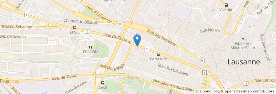 Mapa de ubicacion de MyPost24 en Schweiz, Waadt, District De Lausanne, Lausanne.
