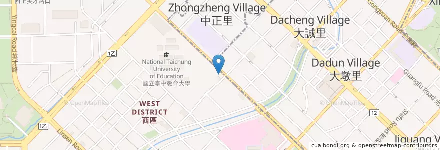 Mapa de ubicacion de 台南無刺虱目魚肚 en 台湾, 台中市, 西区.