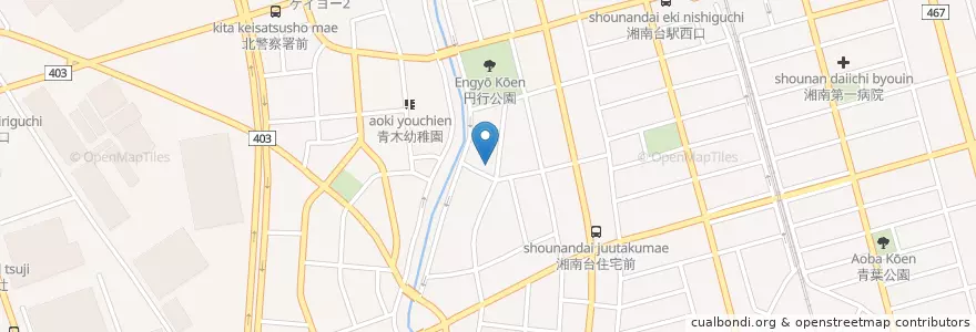 Mapa de ubicacion de 円行八幡宮 en Japão, 神奈川県, 藤沢市.