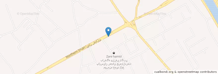 Mapa de ubicacion de بانک ایران زمین en 이란, استان فارس, شهرستان شیراز, بخش مرکزی, شیراز.