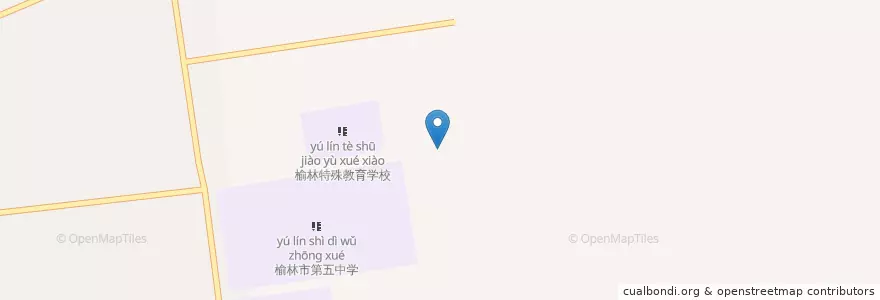 Mapa de ubicacion de 驼峰路街道 en 中国, 陕西省, 榆林市 (Yulin), 榆阳区 (Yuyang), 驼峰路街道.