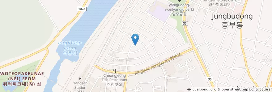 Mapa de ubicacion de 엠제이 en كوريا الجنوبية, 경상남도, 양산시.