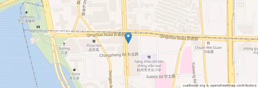 Mapa de ubicacion de McDonald's en 中国, 浙江省, 杭州市, 上城区, 湖滨街道.