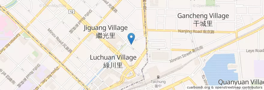 Mapa de ubicacion de 印尼小吃店 en Taiwán, Taichung, 東區.