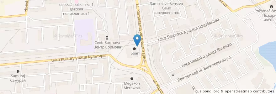 Mapa de ubicacion de Центр Сормова en ロシア, 沿ヴォルガ連邦管区, ニジニ・ノヴゴロド州, ニジニ・ノヴゴロド管区.