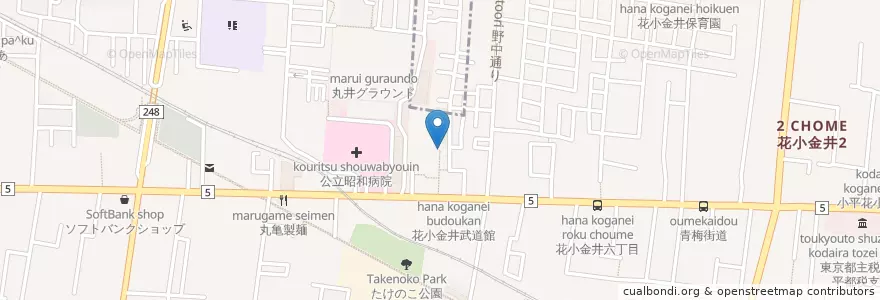Mapa de ubicacion de 武蔵野神社 en ژاپن, 東京都, 小平市.