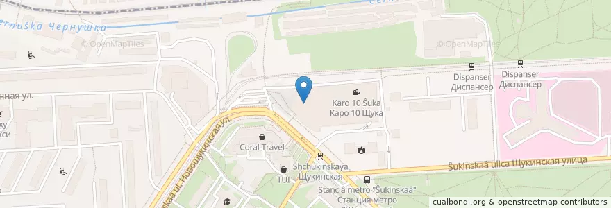 Mapa de ubicacion de Сбербанк en 러시아, Центральный Федеральный Округ, Москва, Северо-Западный Административный Округ, Район Щукино.