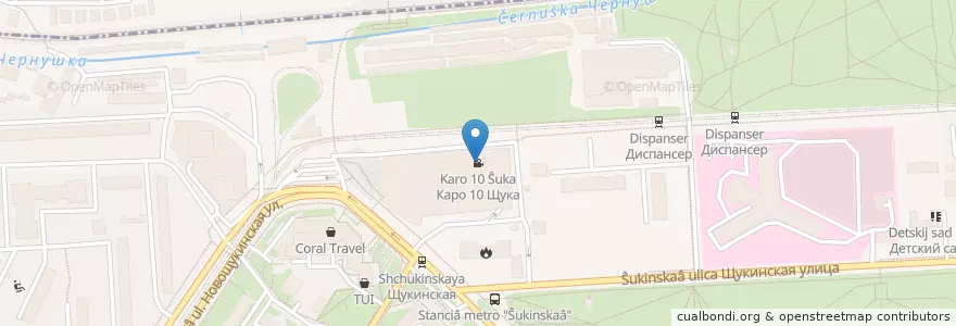 Mapa de ubicacion de Каро 10 Щука en Rusia, Distrito Federal Central, Москва, Северо-Западный Административный Округ, Район Щукино.