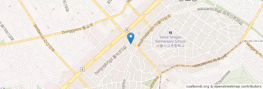 Mapa de ubicacion de No Bland Burger en Coreia Do Sul, Seul, 마포구, 서교동.