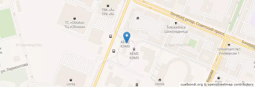 Mapa de ubicacion de Подорожник en Russie, District Fédéral Sibérien, Oblast De Kemerovo, Кемеровский Муниципальный Округ, Кемеровский Городской Округ.