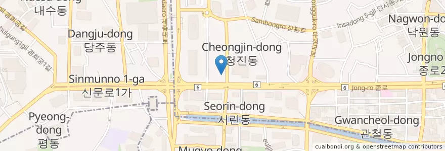 Mapa de ubicacion de Starbucks en كوريا الجنوبية, سول, 종로구, 종로1·2·3·4가동.