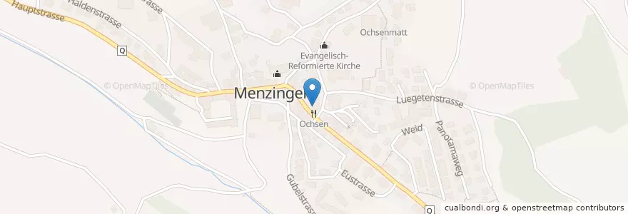 Mapa de ubicacion de Ochsen en 瑞士, Zug, Menzingen.