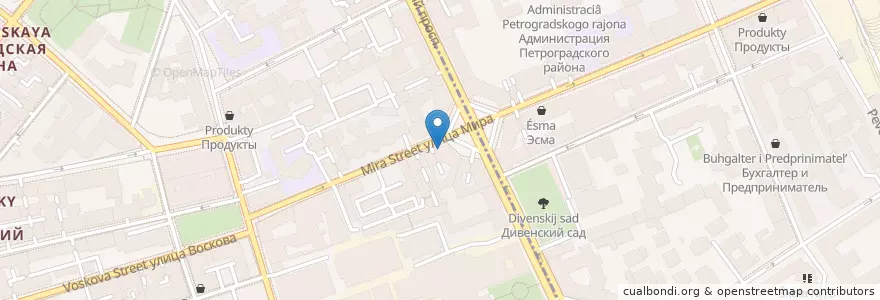 Mapa de ubicacion de Толстый фраер en Russia, Northwestern Federal District, Leningrad Oblast, Saint Petersburg, Petrogradsky District, Округ Кронверкское.