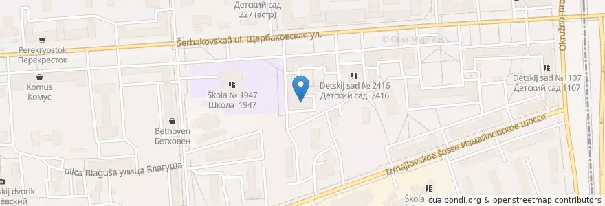 Mapa de ubicacion de Зенит en Russie, District Fédéral Central, Moscou, Восточный Административный Округ, Район Соколиная Гора.