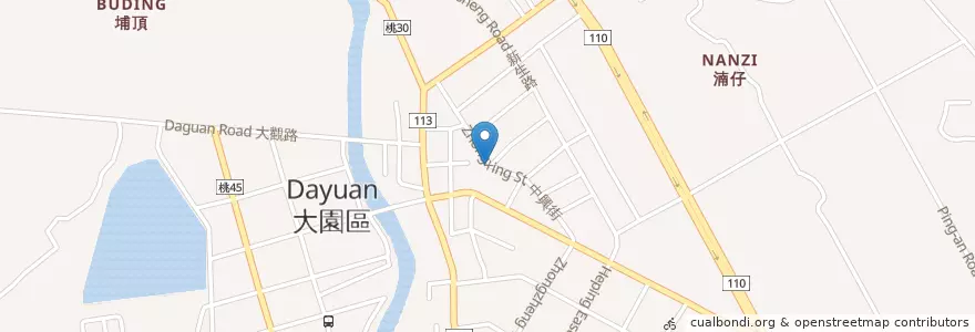 Mapa de ubicacion de 土地公 en Taiwan, Taoyuan, Distretto Di Dayuan.