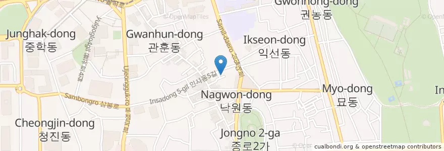 Mapa de ubicacion de 메밀꽃필무렵 en 대한민국, 서울, 종로구, 종로1·2·3·4가동.