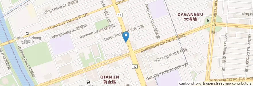 Mapa de ubicacion de 木盆輕食館 en Тайвань, Гаосюн, 前金區.