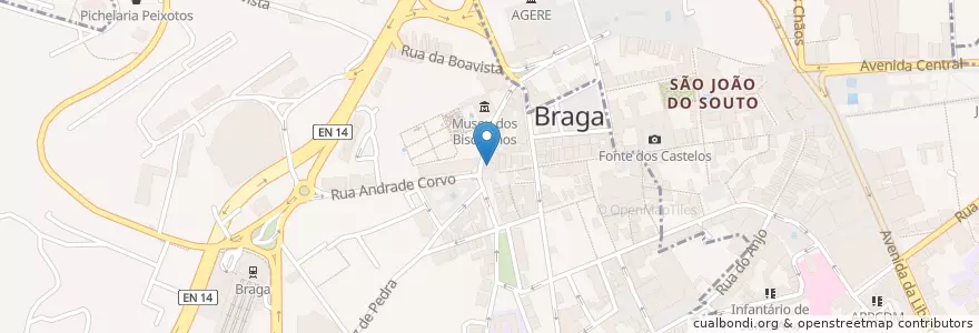 Mapa de ubicacion de Tibias de Braga en البرتغال, المنطقة الشمالية (البرتغال), براغا, كافادو, براغا, Maximinos, Sé E Cividade.