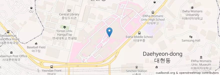 Mapa de ubicacion de 알렌의 시계 en كوريا الجنوبية, سول, 마포구, 신촌동.
