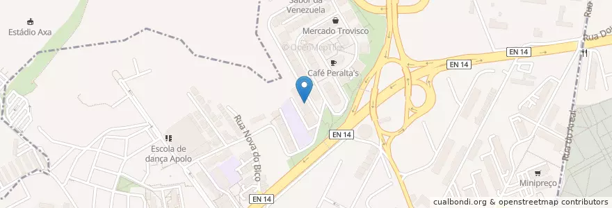 Mapa de ubicacion de Aqui às 5 en البرتغال, المنطقة الشمالية (البرتغال), براغا, كافادو, براغا, São Vicente.