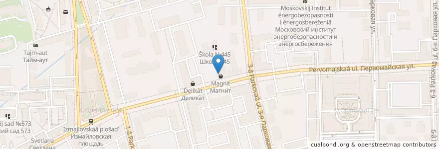 Mapa de ubicacion de Кофейня на Первомайской 33 en Russie, District Fédéral Central, Moscou, Восточный Административный Округ, Район Измайлово.