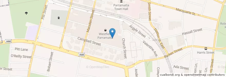 Mapa de ubicacion de Starbucks en オーストラリア, ニューサウスウェールズ, Sydney, City Of Parramatta Council.