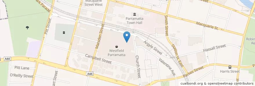 Mapa de ubicacion de KFC en Australia, New South Wales, Sydney, City Of Parramatta Council.