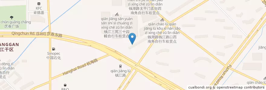 Mapa de ubicacion de KFC en Çin, Zhejiang, Hangzhou, 江干区, 四季青街道.
