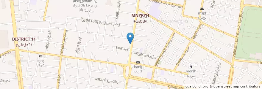 Mapa de ubicacion de اغذیه شوخ en 이란, 테헤란, شهرستان تهران, 테헤란, بخش مرکزی شهرستان تهران.